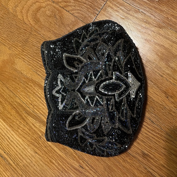 Vintage beaded shoulder bag clutch sequin embroidered 80s style - Picture 4 of 6